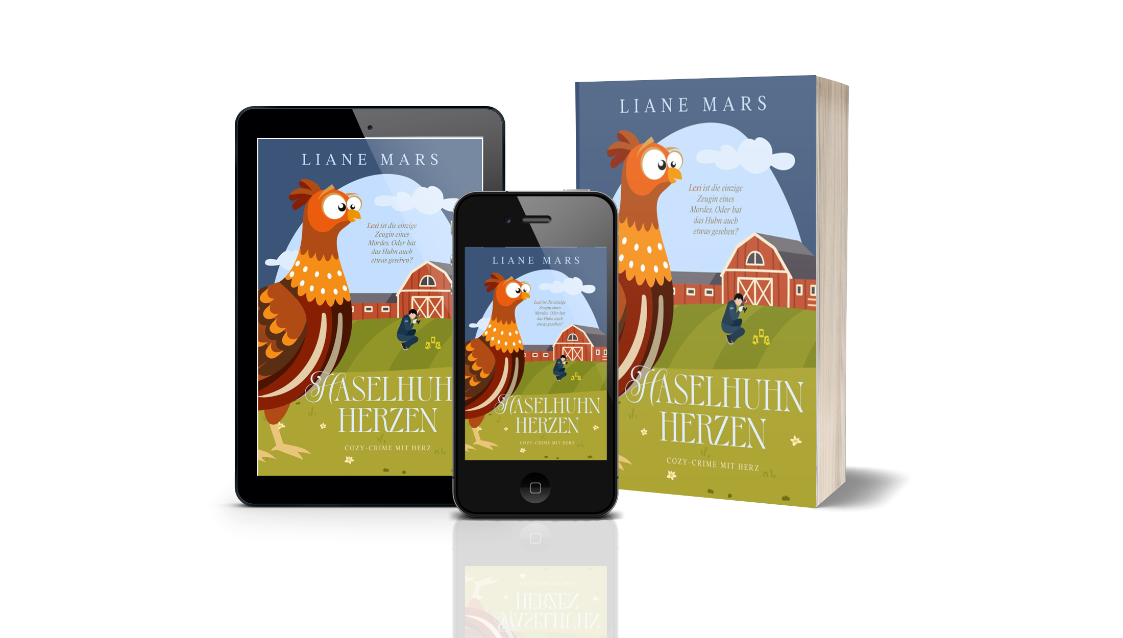 Das Cover von Band 2 der romantischen "Cozy Herzen" Liebesroman-Reihe "Haselhuhnherzen" als eBook (Handy und Tablet) sowie Softcover!