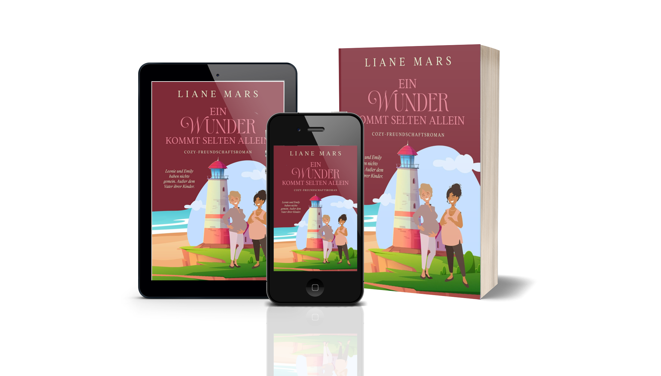 Das Cover von Band 3 der romantischen "Cozy Herzen" Liebesroman-Reihe "Ein Wunder kommt selten allein" als eBook (Handy und Tablet) sowie Softcover!